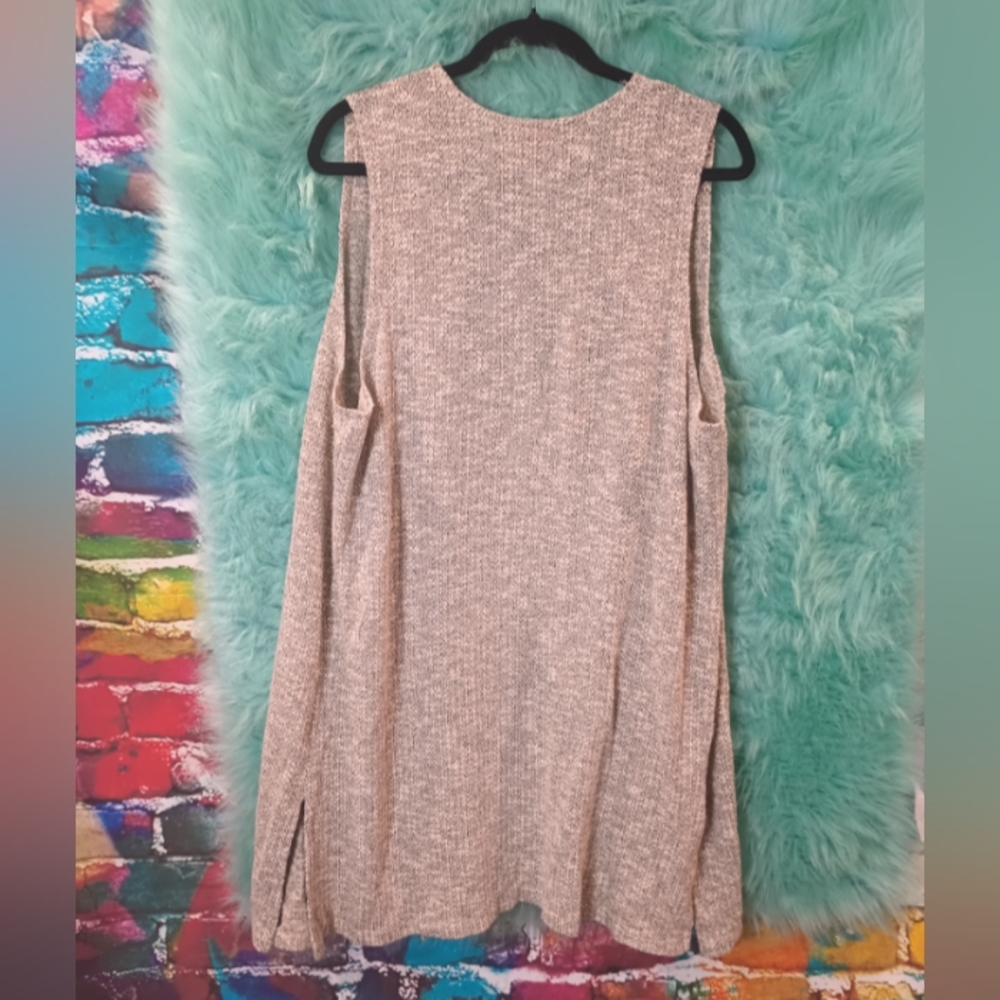 Ruby Rd Gray Silver White Sleeveless Open Front Fall Sweater Size M - Picture 4 of 14
